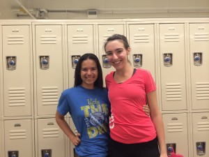 aimee and workout buddy sarabeth at the gym